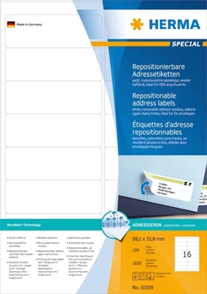 HERMA label afneembaar 99,1 x 33,8 mm, 1600 stuks.