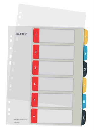 Leitz Register bedrukbaar PP A4+ 1-6 Gezellige kleuren