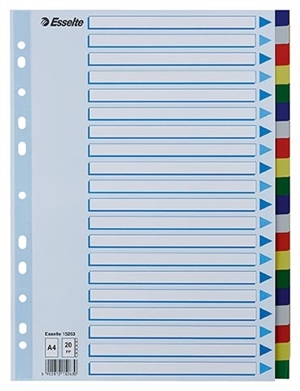 Esselte Tabbladen PP A4 20-delig gekleurde tabbladen