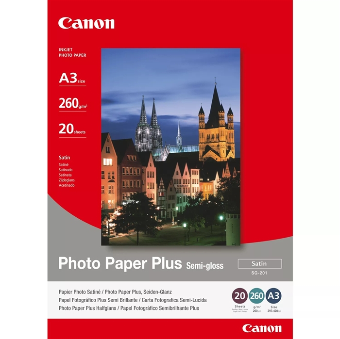 Canon SG-201 Photo Plus Semi-gloss 260g/m² - A3, 20 vellen.