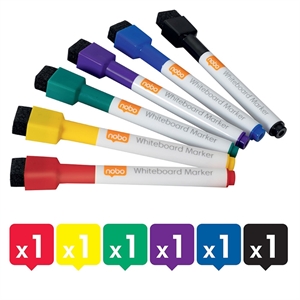 Nobo WB Marker mini fijne ronde punt 2mm assortiment (6)