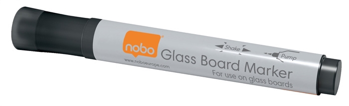 Nobo WB Marker voor glazen whiteboard, rond, 3mm, zwart (4 stuks)