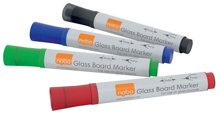 Nobo WB Marker voor glasbord rond 3mm assortiment (4)