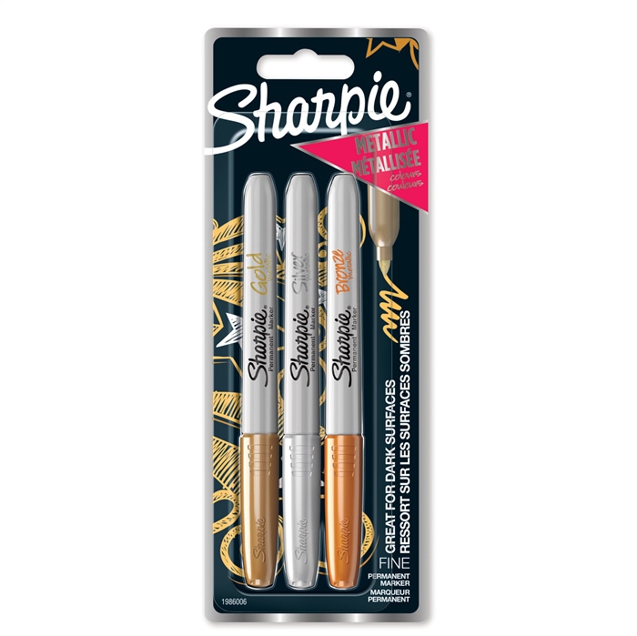 Sharpie Marker Metallic 1,4mm assortiment Goud/Zilver/Brons (3)