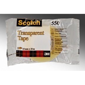 3M Tape Scotch 550, 15mmx33m, helder