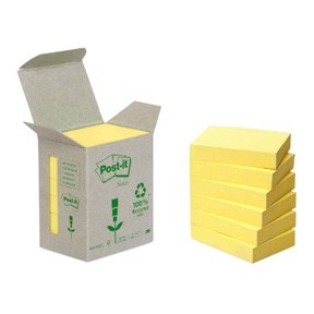 3M Post-it Notes 38 x 51 mm, gerecycled geel - 6 pakket
