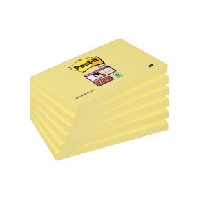 3M Post-it notities super plakkerig 76 x 127 mm, geel - 6 stuks