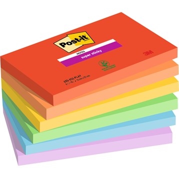 3M Post-it notitieblokjes super plakkerig Speels 76 x 127 mm, - 90 velletjes - 6 pakken