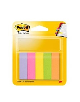 3M Post-it index tabs 15 x 50 mm paper assorted neon - 5 pack.