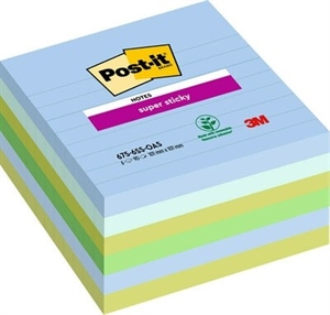 3M Post-it notities super plakkerig 101 x 101 gelinieerd Oasis - 6 pack