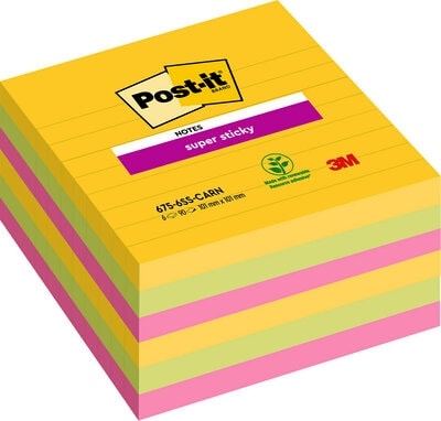 3M Post-it notities super plakkerig  101 x 101 gelinieerd Rio de Janeiro - 6 pack