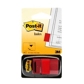 3M Post-it Index tabs 25,4 x 43,2 mm, rood