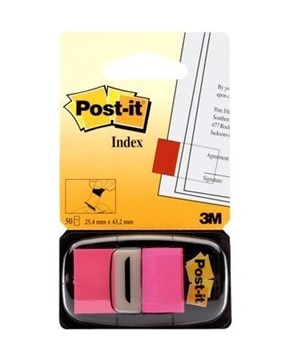 3M Post-it index tabs 25.4 x 43.2 mm, neon roze