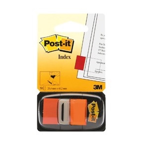 3M Post-it Index tabs 25.4 x 43.2 mm, oranje.