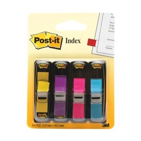 3M Post-it Indextabs 11,9 x 43,1 mm, assortiment neon - 4 stuks