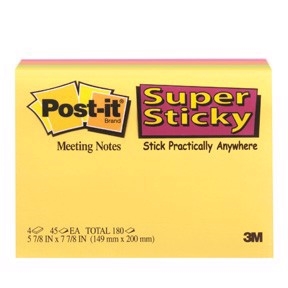 3M Post-it notities superplakkerig 149 x 200 Meeting ass. kleuren - 4-pack