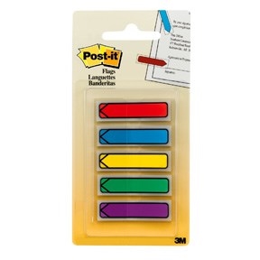 3M Post-it tabbladen 11,9 x 43,1 mm, "pijl" asstd. kleuren - 5 stuks