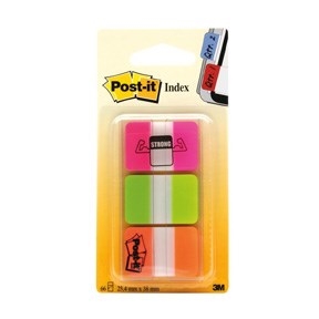 3M Post-it Index Tabs 25,4x38,1 Sterke asso. neon - 3 stuks