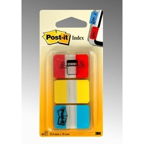 3M Post-it Index Tabs 25,4x38,1 Sterke kleuren - 3-pack.