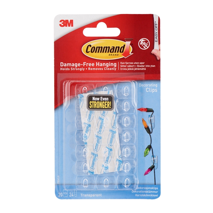 3M Command transparante decoratieclips met transparante strips.