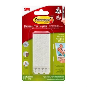 3M Command smalle strips voor het ophangen van foto's, wit, 4 x 2 strips,