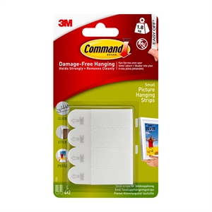 3M Command strips voor het ophangen van foto's, wit, 4 x 2 kleine strips, 1,8-