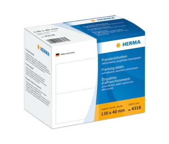 HERMA etiket frankering dubbel 130 x 40 mm, 1000 stuks.