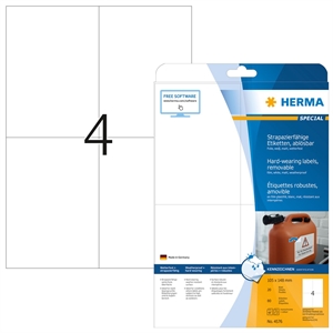 HERMA label afneembaar waterafstotend 105 x 148 mm, 80 stuks.