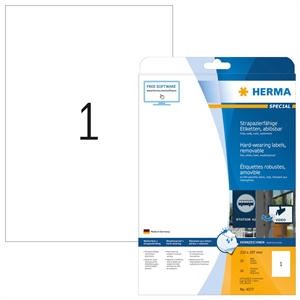 HERMA etiket afneembaar waterafstotend 210 x 297 mm, 20 stuks.