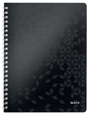 Leitz Notitieblok WOW PP A4 met perforaties, gelinieerd, 80 vellen, zwart.