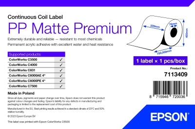 Epson PP Matte Label Premium, Rol, 220mm x 750m