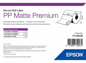 Epson PP Matte Label Premium, Die-cut Roll, 102mm x 76mm, 1570 Labels