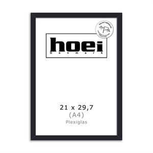 Zwarte houten lijst voor foto's en posters 21 x 29,7 PLEXI cm (A4)