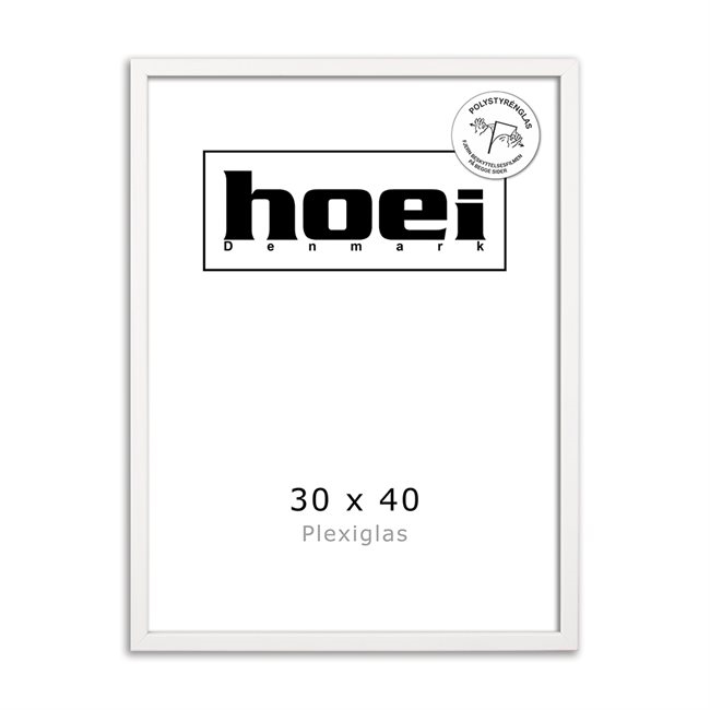 Witte houten lijst voor foto en posters 30 x 40 - PLEXI cm