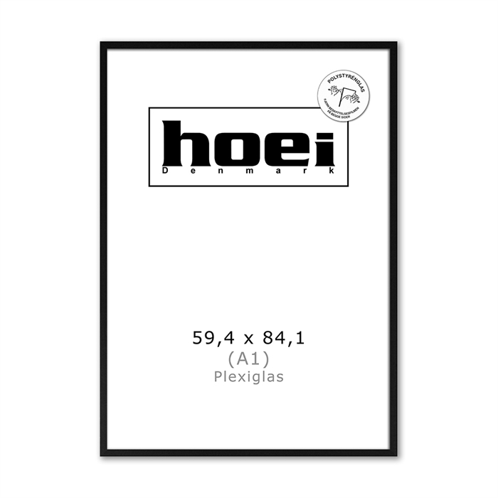 Zwarte houten lijst voor foto\'s en posters 59,4 x 84,1 - A1 PLEXI cm