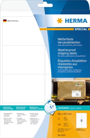 HERMA label verzending/verzending - extra sterk 99,1 x 67,7 mm, 2 stuks.