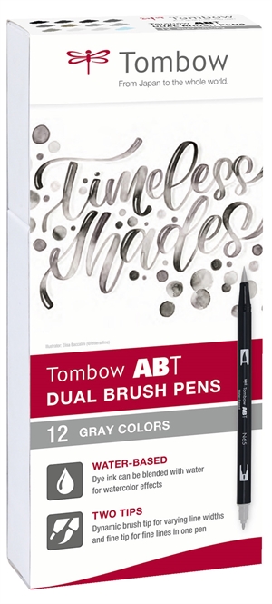Tombow Marker ABT Dual Brush 12P-3 grijze kleuren (12)