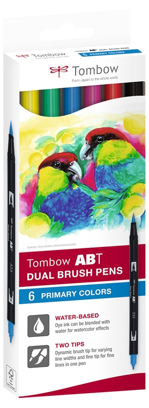 Tombow Marker ABT Dual Brush 6C-1 Basisdoos (6)