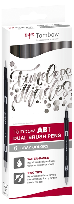 Tombow Marker ABT Dual Brush 6C-6 grijze kleuren karton (6)