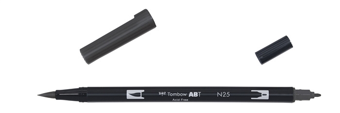 Tombow Marker ABT Dual Brush N25 lampzwart