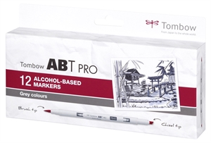 Tombow Marker alcohol ABT PRO Dual Brush 12P-3 Grijs (12)