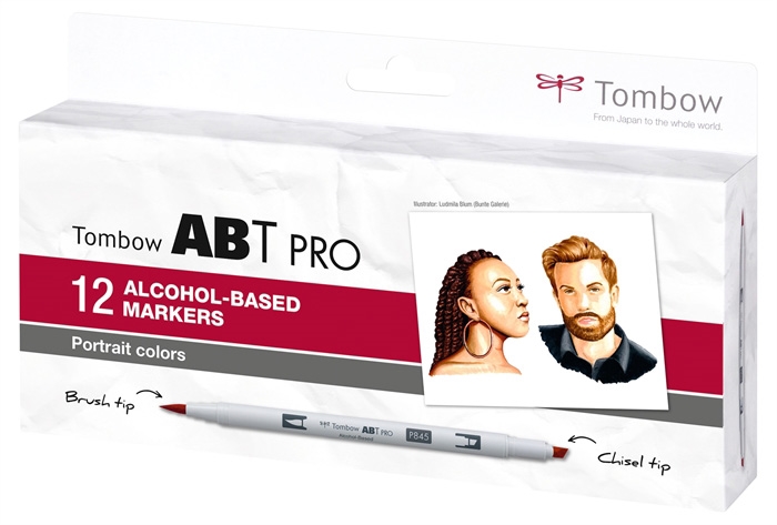 Tombow Marker alcohol ABT PRO Dual Brush 12P-6 Portretset (12)