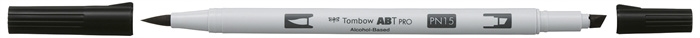 Tombow Marker alcohol ABT PRO Dual Brush N15 zwart.