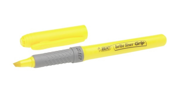 Bic markeerstift Brite Liner Grip geel.