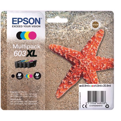 Epson T03U Multipack 4-kleuren 603XL Inktcartridge