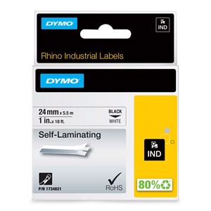Tape Rhino 24mm x 5,5m Zelf-laminerend zwart/wit