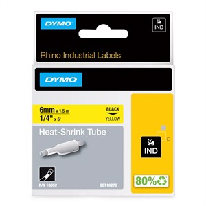 Tape Rhino 6 mm x 1,5 m krimpkous bl/geel