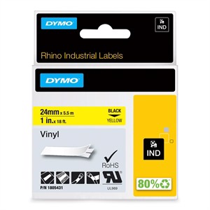 Tape Rhino 24mm x 5,5m kleur vinyl bl/geel.