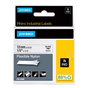 Tape Rhino 12mm x 3,5m flexibele nylon bl/wit
