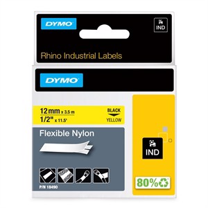 Tape Rhino 12mm x 3,5m flexibele nylon bl/geel